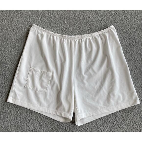 San Soleil Shorts Medium 50 UV Pull On Stretch Elastic Pocket White Athletic - Picture 1 of 15